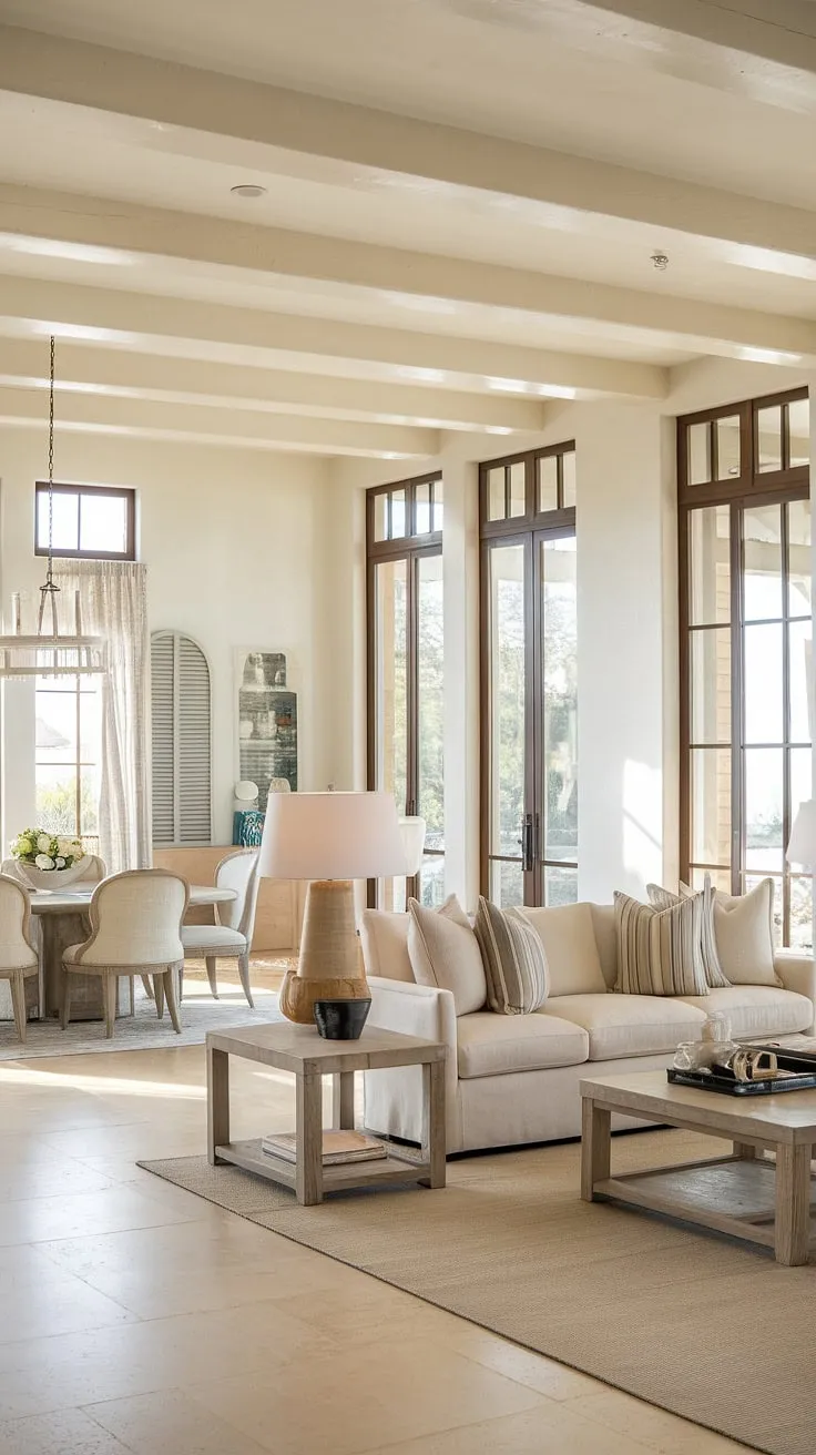 A blend of Mediterranean and ranch styles creates a bright, inviting living space in this home.
