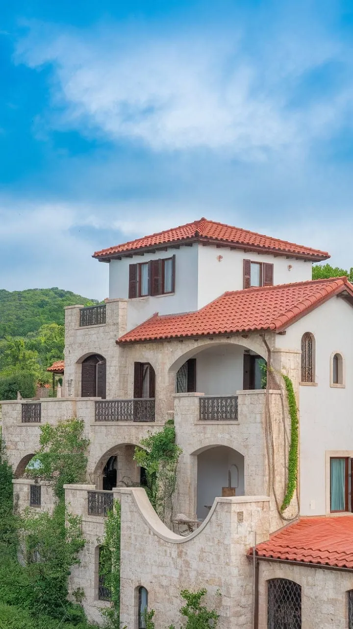 This enchanting Mediterranean villa, with its sun-kissed stone and terracotta tiles, tells stories of generations under the vibrant embrace of the azure sky.