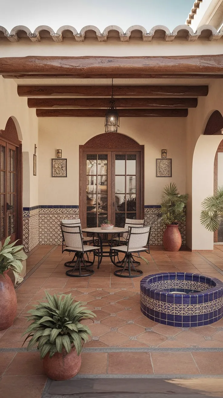 Escape to tranquility on this serene patio, where a charming patio stair leads down to a cozy fire pit and lush garden.  This step down patio offers the perfect blend of outdoor living spaces, showcasing clever patio stairs ideas and stepped patio ideas for your own backyard oasis. Consider this small deck to patio transition or even a diy ground level deck inspiration.  The garden steps from house seamlessly integrate the home with nature.