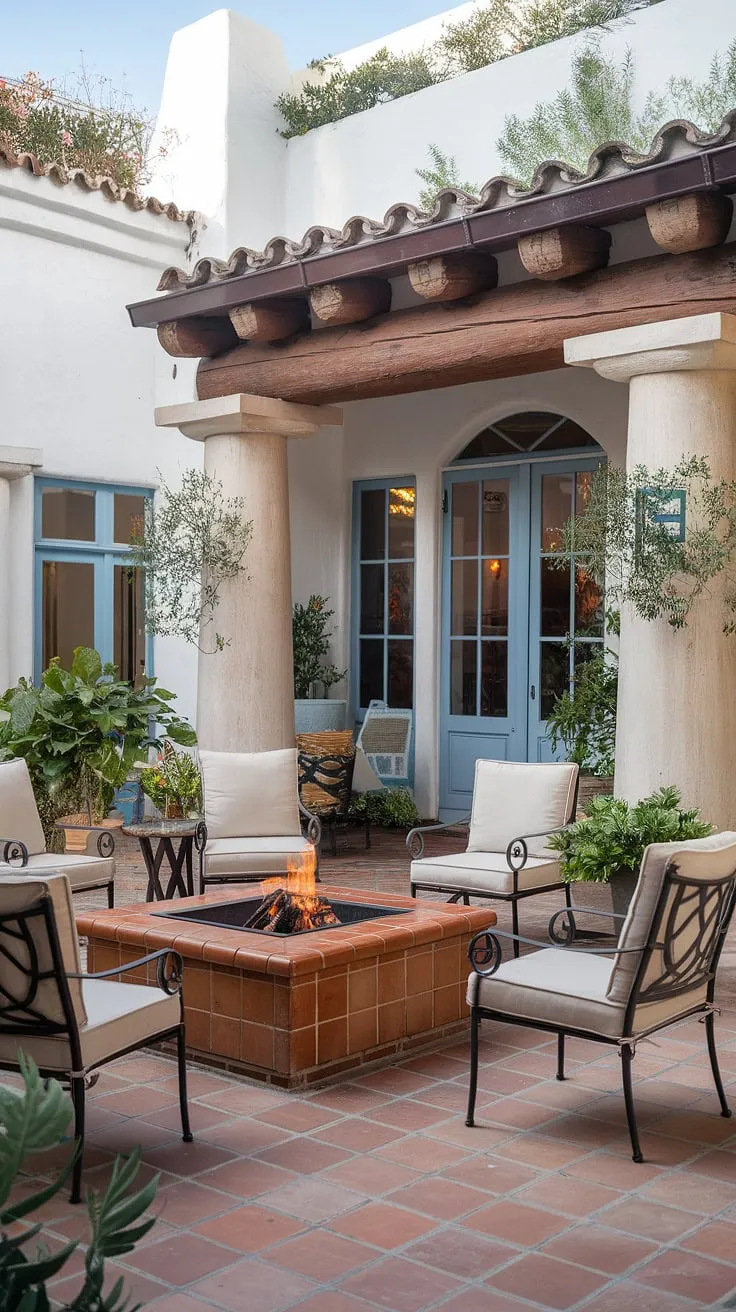 This charming patio with steps down from the house offers a seamless transition from indoor living to outdoor relaxation.  The small deck to patio transition creates a natural flow, showcasing clever patio stairs ideas and stepped patio ideas for a space that's both functional and aesthetically pleasing.  Consider this inspiration for your own garden steps from house or diy ground level deck project.