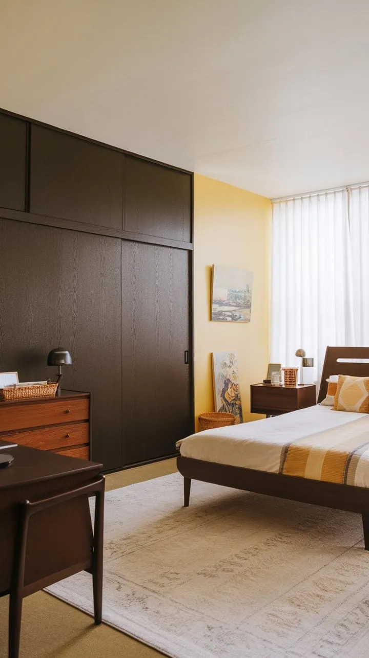 Bathed in sunlight, this mid-century modern sanctuary exudes calm and elegance through its intentional design and curated details.