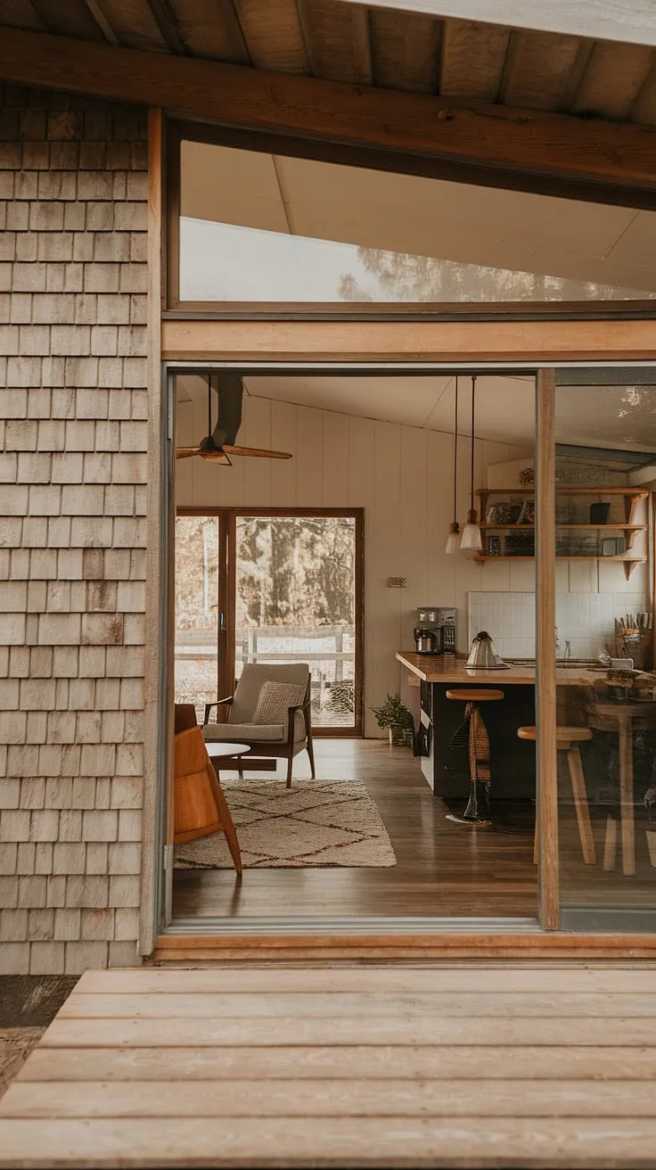 Rustic charm meets modern minimalism in this mid-century farmhouse. The warm wood tones and carefully curated furniture create a cozy and inviting atmosphere, a perfect blend of old-world craftsmanship and contemporary design. A testament to thoughtful living, this space effortlessly balances comfort and style.