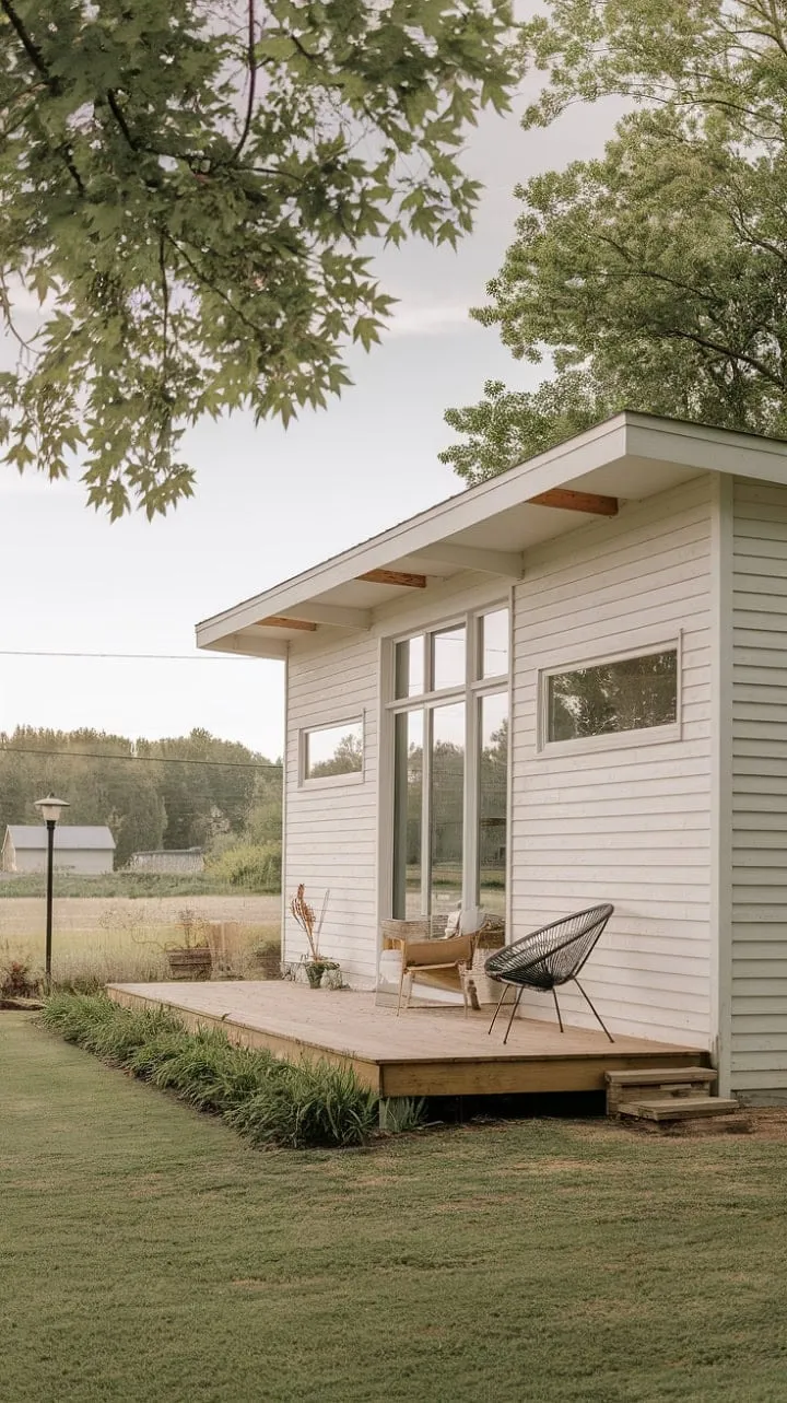 This whitewashed farmhouse embodies timeless design and understated luxury, creating a serene sanctuary that harmonizes minimalist elegance with nature's beauty.