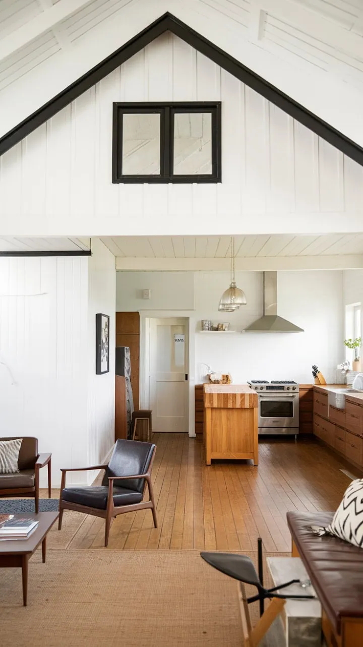 This minimalist farmhouse is a serene haven that beautifully blends clean lines and natural materials into a thoughtfully designed sanctuary.