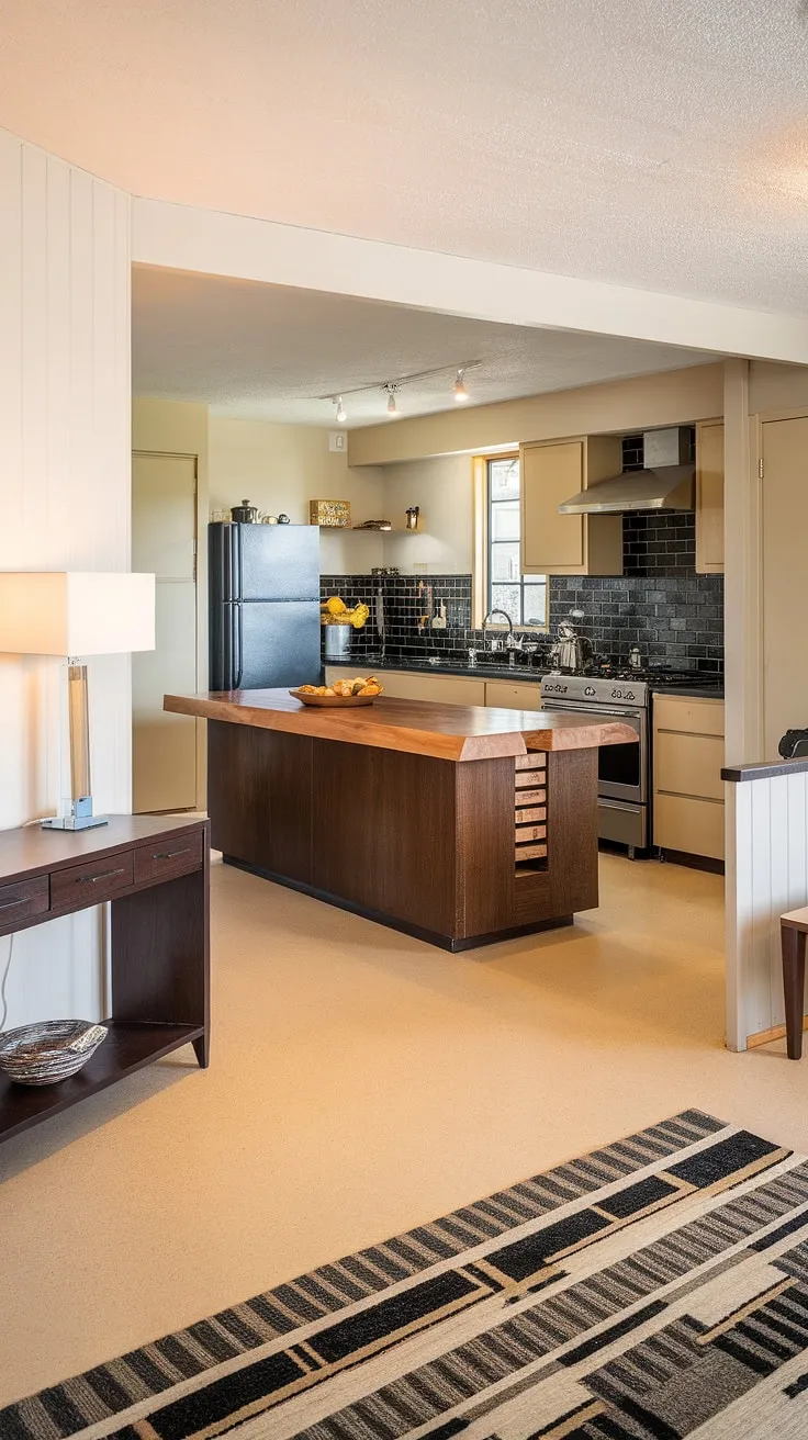 Mid-century modern meets contemporary chic. The seamless blend of original architecture and updated design creates a home that's both timeless and effortlessly stylish. A stunning kitchen island anchors the space, while the carefully curated details, from the console table in the foyer to the black and white backsplash, tell a story of thoughtful renovation. A true testament to the power of preserving history while embracing modern living.