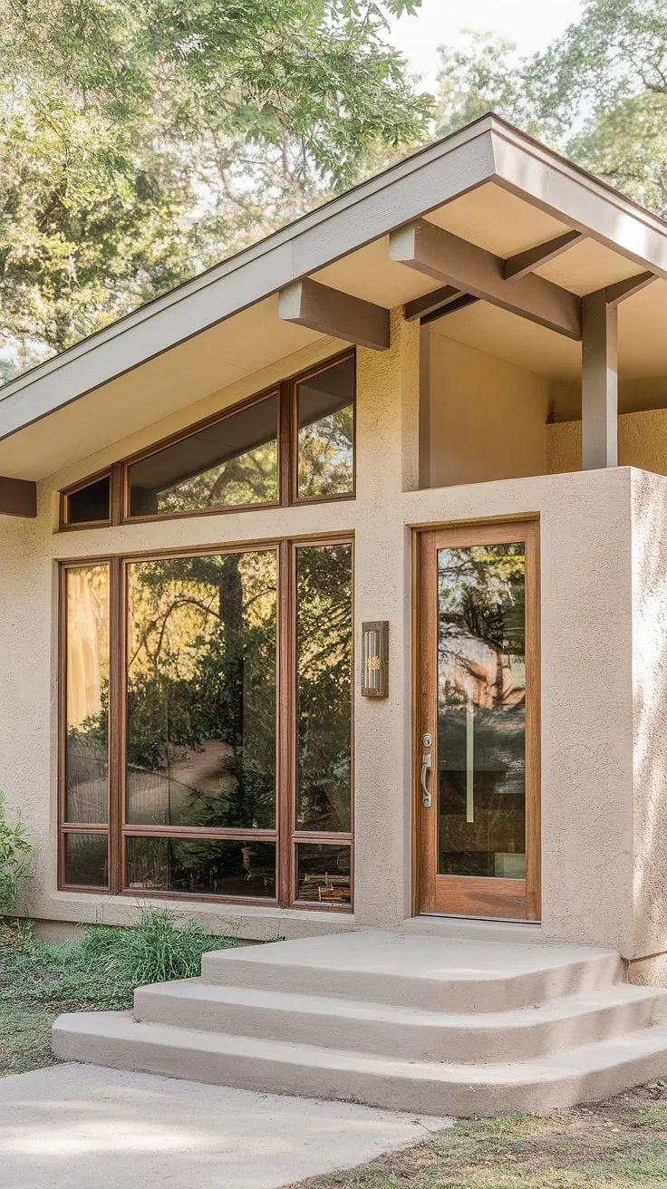This mid-century modern gem, bathed in warm sunlight, whispers tales of simpler times. The clean lines and expansive windows perfectly complement the lush greenery, creating a tranquil oasis. A testament to timeless design, it's a home that invites you to slow down and appreciate the beauty of understated elegance. A true architectural masterpiece.
