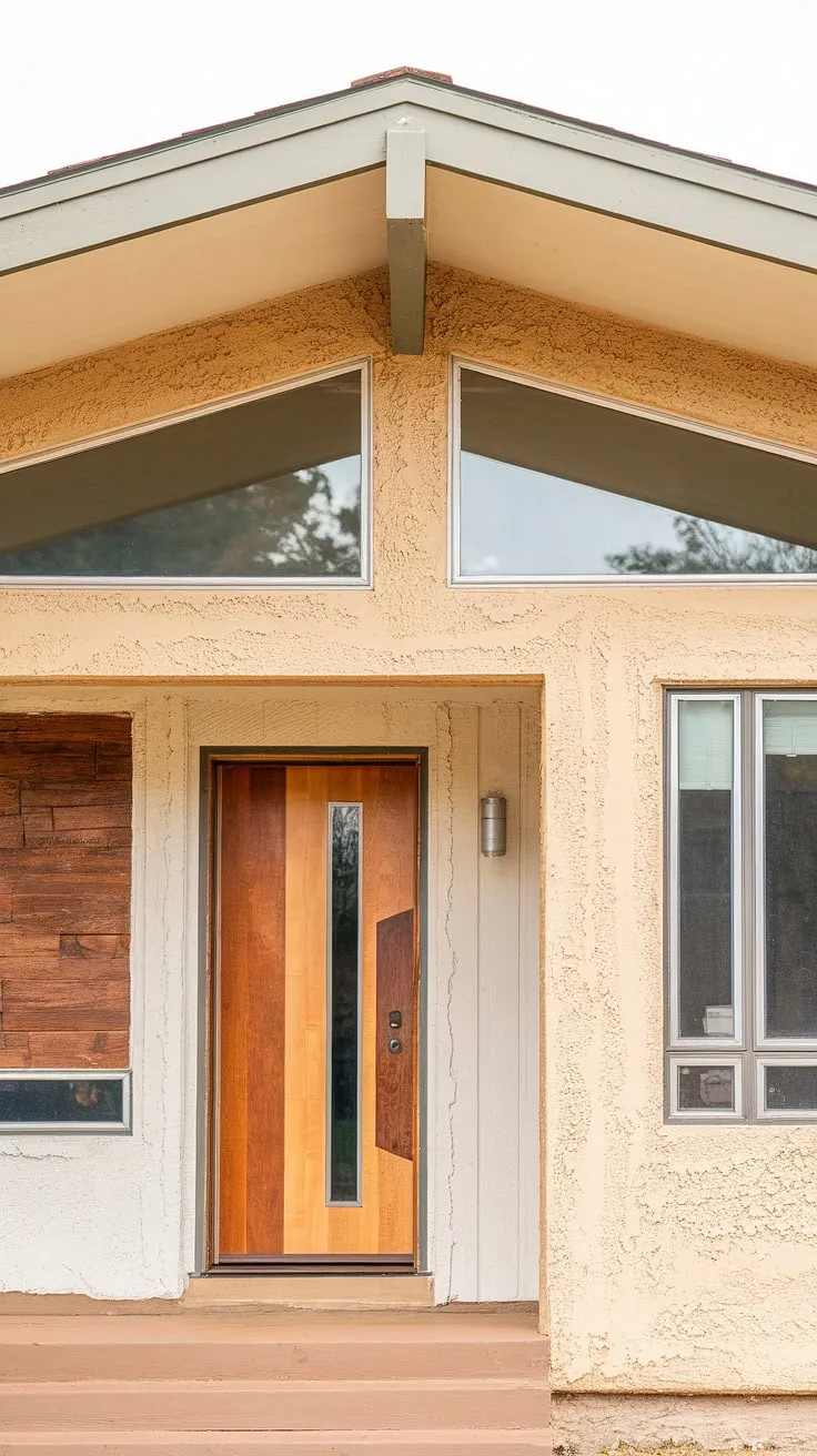 This mid-century modern gem boasts a captivating blend of textures and tones. A picture of understated sophistication, the symmetrical design and expansive windows invite natural light to flood the interior, creating a warm and inviting atmosphere. A true architectural treasure.