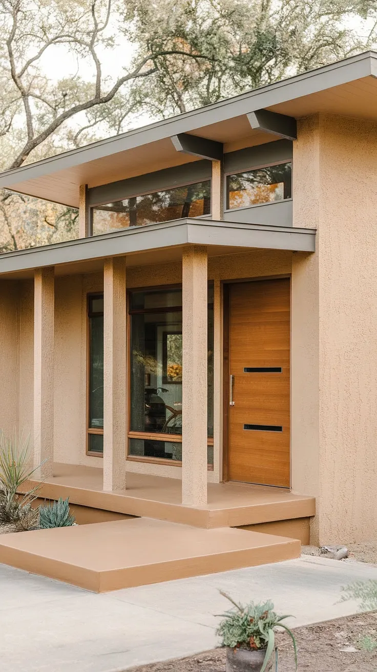 This mid-century modern gem, with its understated elegance and warm earthy tones, effortlessly blends classic design with contemporary comfort. The meticulously maintained stucco exterior and rich wood accents create a timeless appeal, promising a sanctuary of calm within.