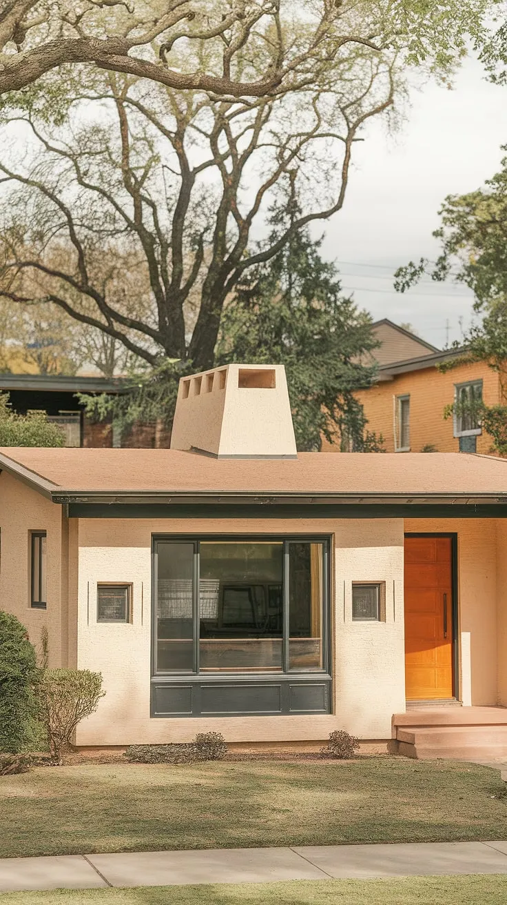 Mid-century modern meets timeless elegance. The clean lines and warm stucco exterior of this home create a sense of calm, perfectly complemented by the mature landscaping. A testament to enduring design, it's a place where comfort and style seamlessly blend. A true architectural gem.