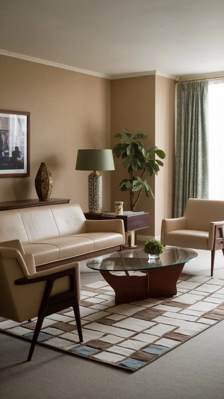 Step into the chic elegance of Mad Men's living room, where every detail whispers the sophisticated charm of its iconic era.