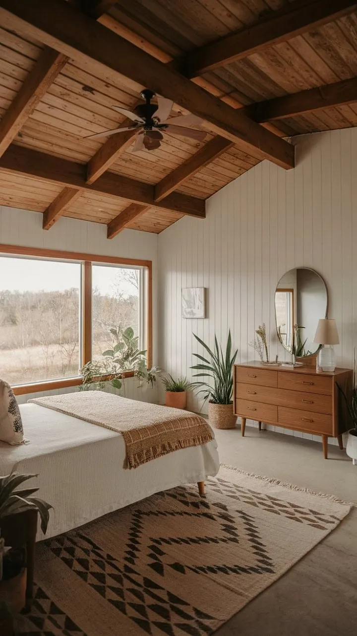 Experience serene mornings in a stylish mid-century modern farmhouse, where rustic charm meets contemporary elegance amidst breathtaking views and abundant natural light.