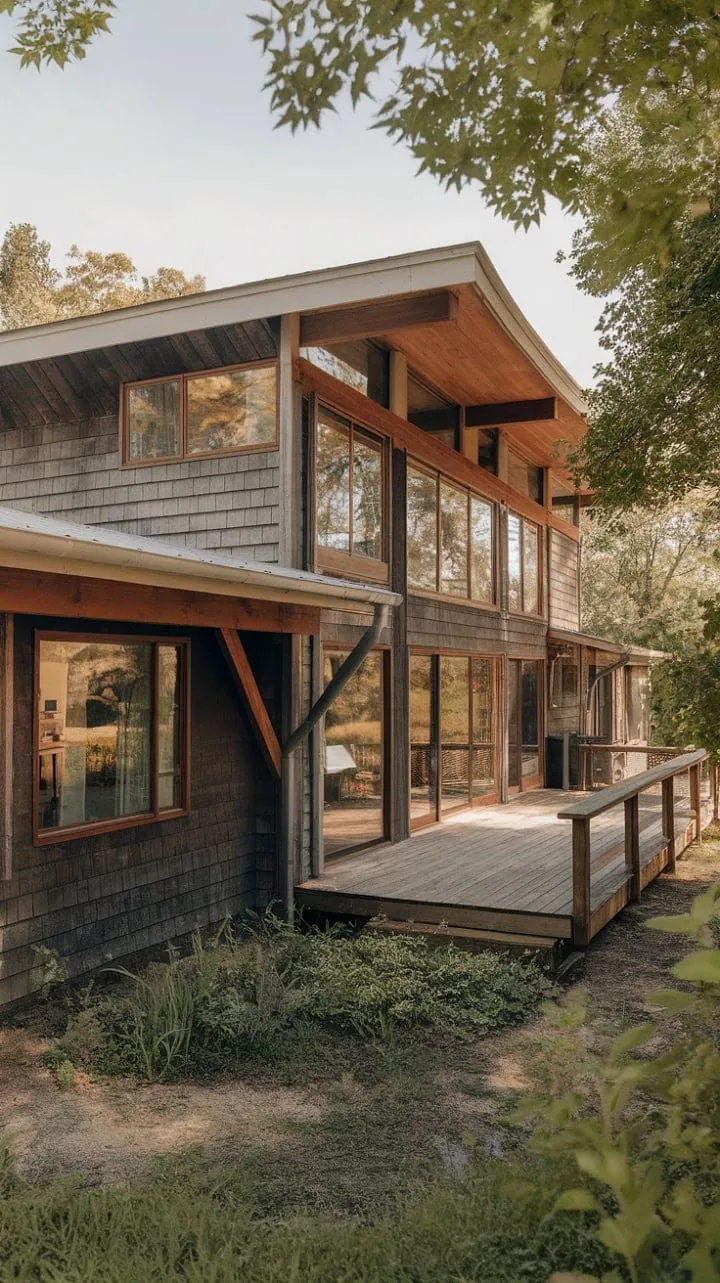 This serene two-story farmhouse, adorned with natural materials and flooded with light from expansive windows, offers a breathtaking escape into tranquility.