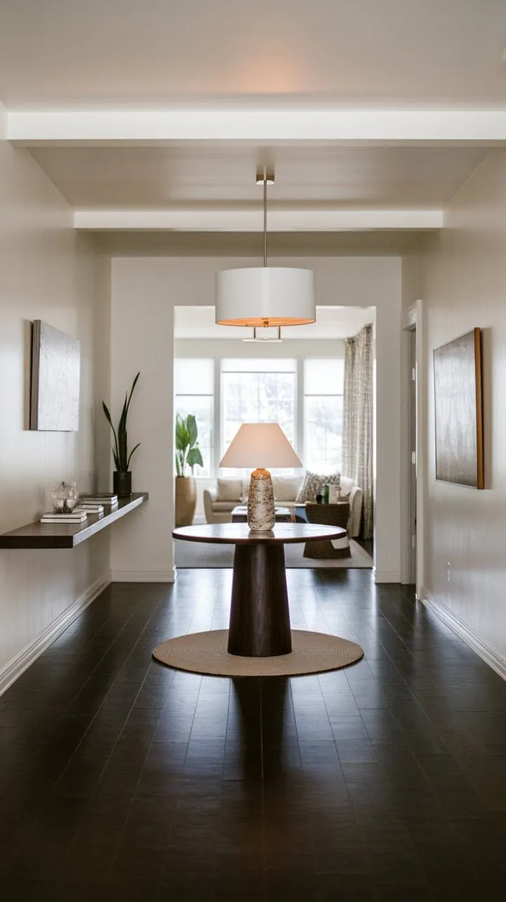 Experience a serene sanctuary where mid-century modern elegance meets contemporary comfort through clean lines, warm woods, and soft lighting.