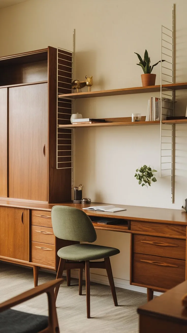 A sanctuary of calm and creativity, this mid-century modern writing studio invites focused work amidst warm, minimalist design. The perfect blend of form and function, it's a space where ideas flow freely.