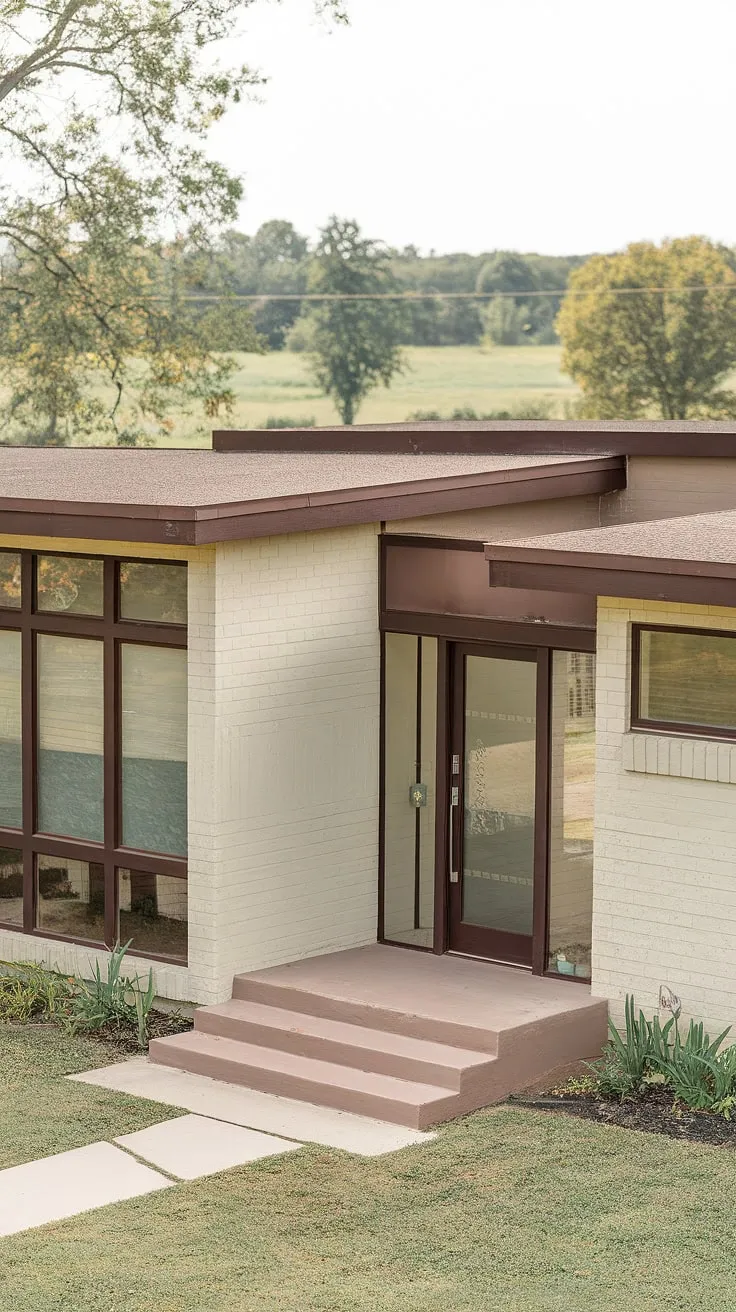 Mid-century modern elegance at its finest. The clean lines, expansive windows, and thoughtful landscaping create a timeless sanctuary, a perfect blend of indoor and outdoor living. This home effortlessly embodies a sophisticated simplicity.