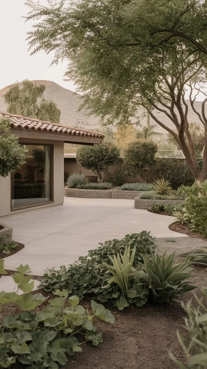 A stunning fusion of mid-century modern architecture and nature's tranquility, this low-slung home features expansive windows that frame breathtaking mountain views amidst beautifully landscaped grounds.