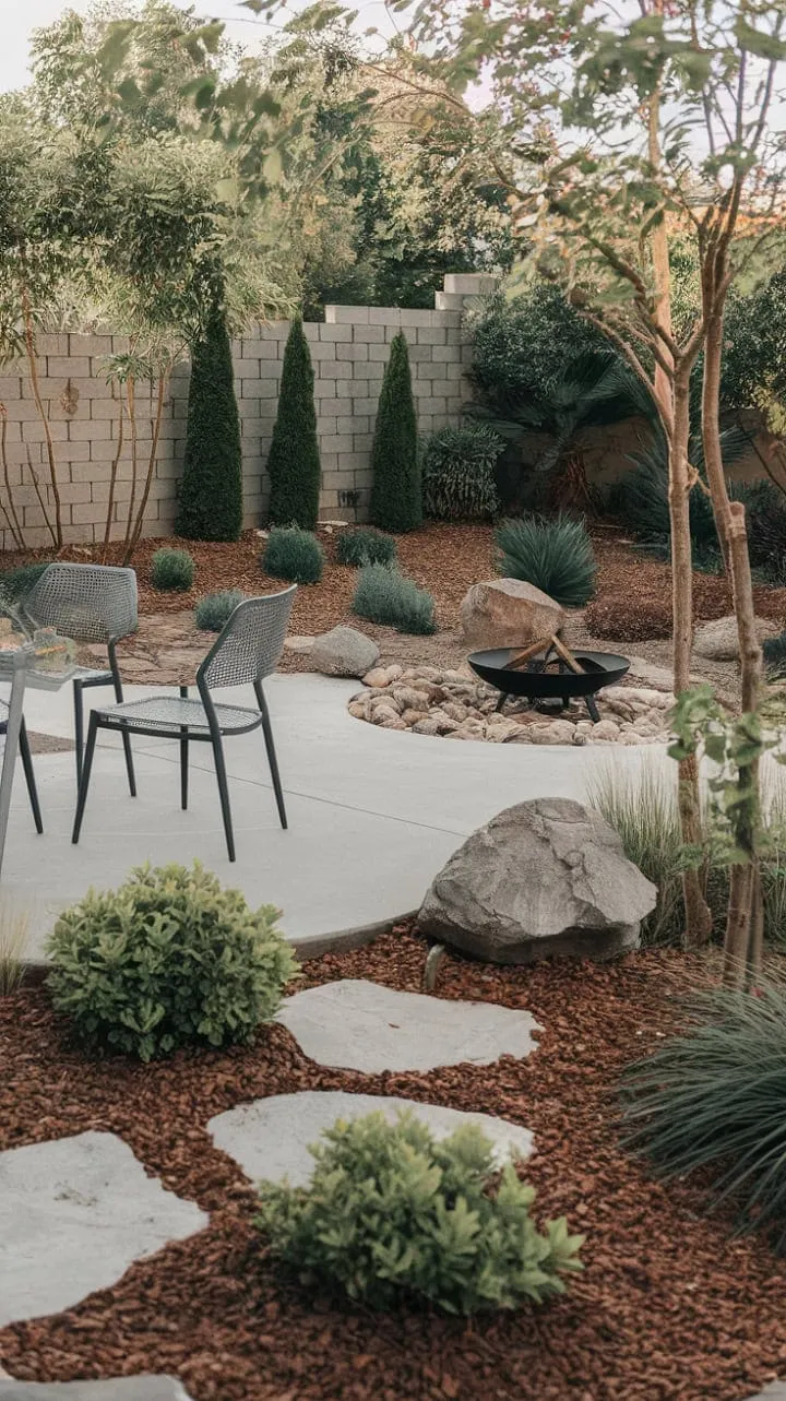 A tranquil oasis where mid-century modern design harmonizes with nature, inviting serenity and connection.
