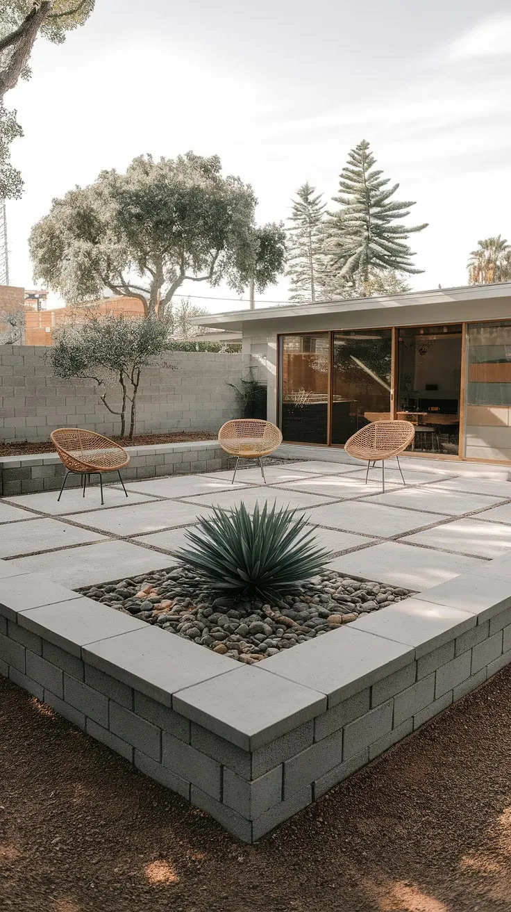 Simple lines, natural light, and the perfect spot for an afternoon escape. This mid-century modern patio is a testament to understated elegance; a tranquil retreat where the focus is on clean design and the beauty of a simple life.