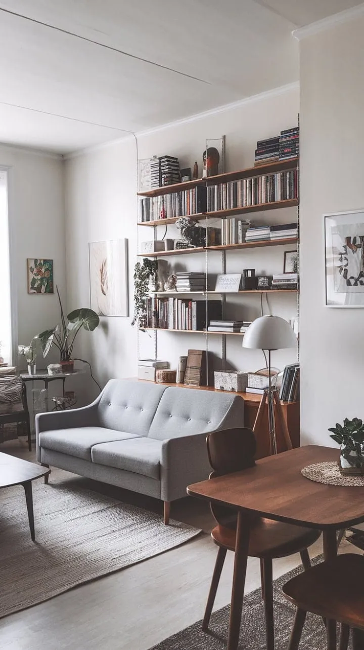 This mid-century sanctuary beautifully illustrates that true elegance lies in simplicity, where a neutral palette and thoughtful details create a harmonious and inviting atmosphere.