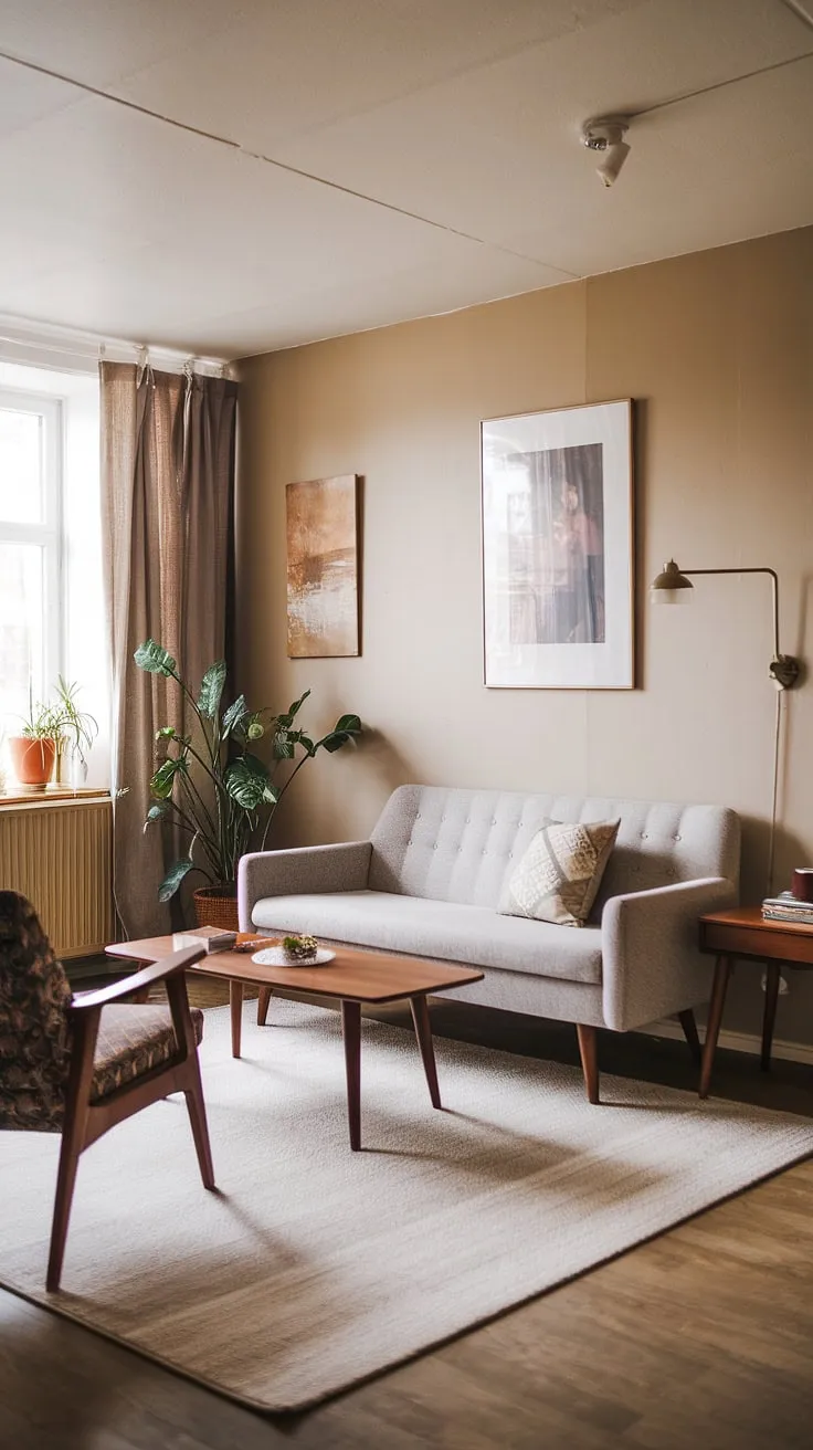 This mid-century modern haven is a testament to the enduring beauty of simple design. The neutral palette, punctuated by pops of texture and pattern, creates a serene atmosphere. The carefully curated furniture and artwork tell a story of thoughtful living, reflecting a commitment to quality and craftsmanship. A