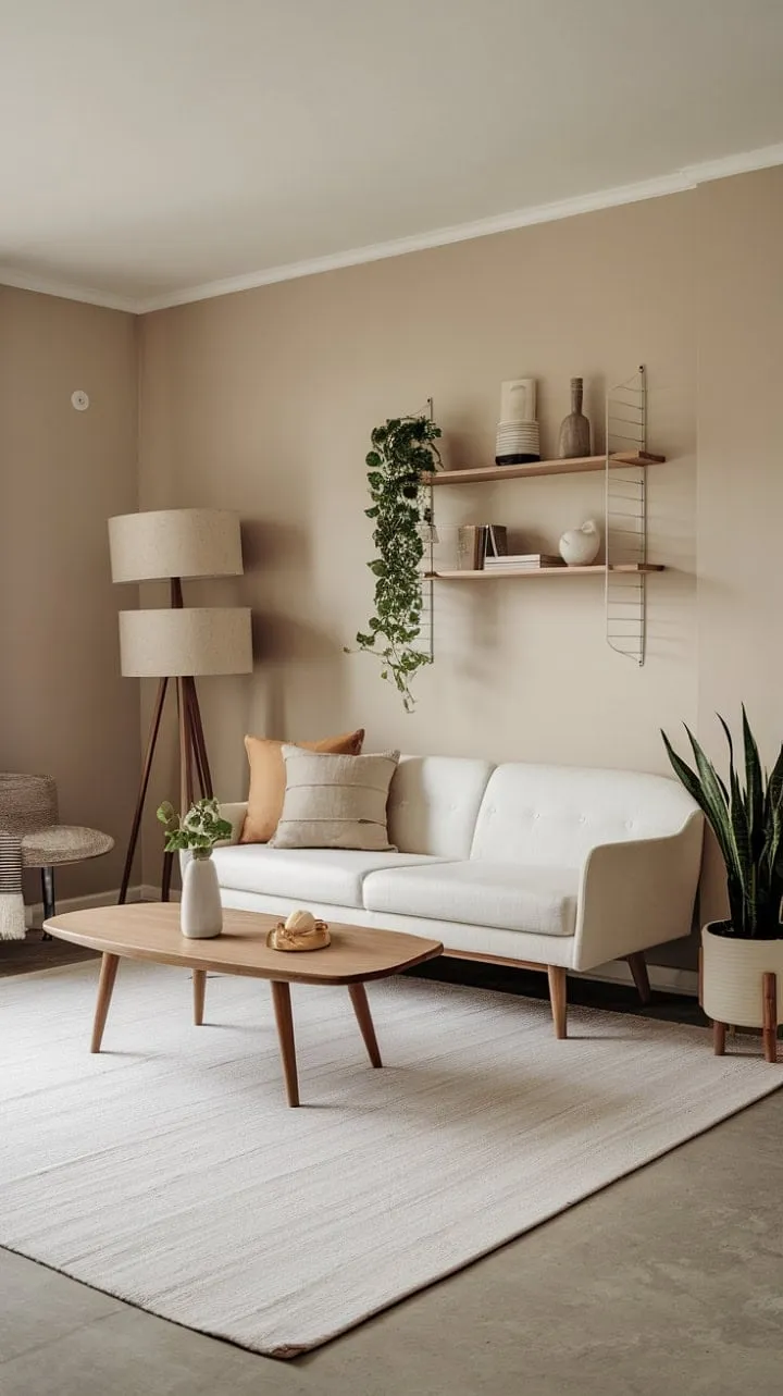 This charming one-bedroom apartment exemplifies the elegance of minimalism, where natural light and thoughtfully chosen decor create a serene and inviting atmosphere.