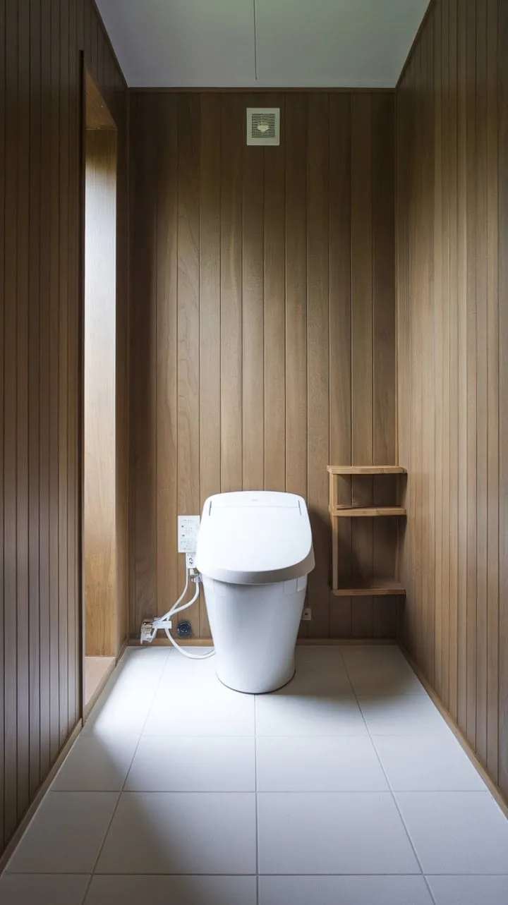 Discover serenity in this Japandi bathroom, where minimalist design and natural elements harmonize to create a tranquil retreat.