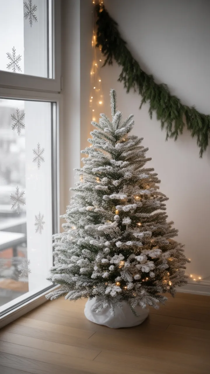 Sunlit Minimalist Christmas with a Snow-Kissed Fir