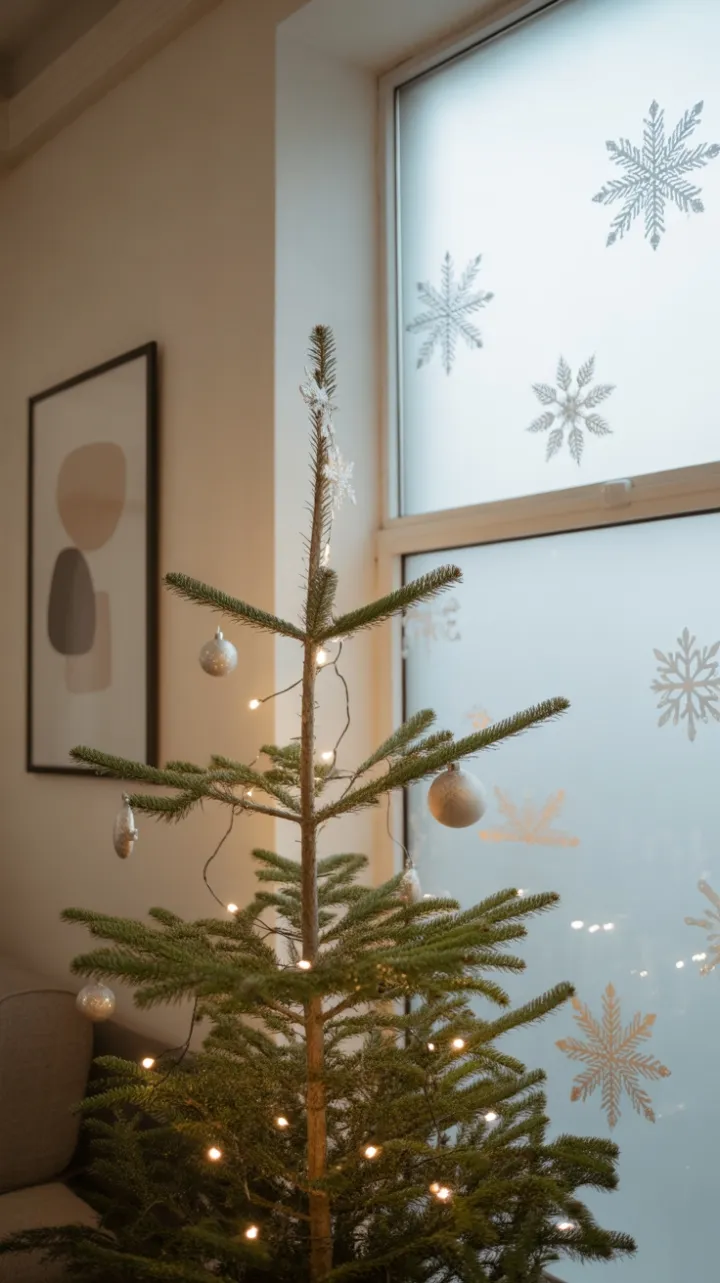 Serene Winter Glow in a Minimalist Living Room