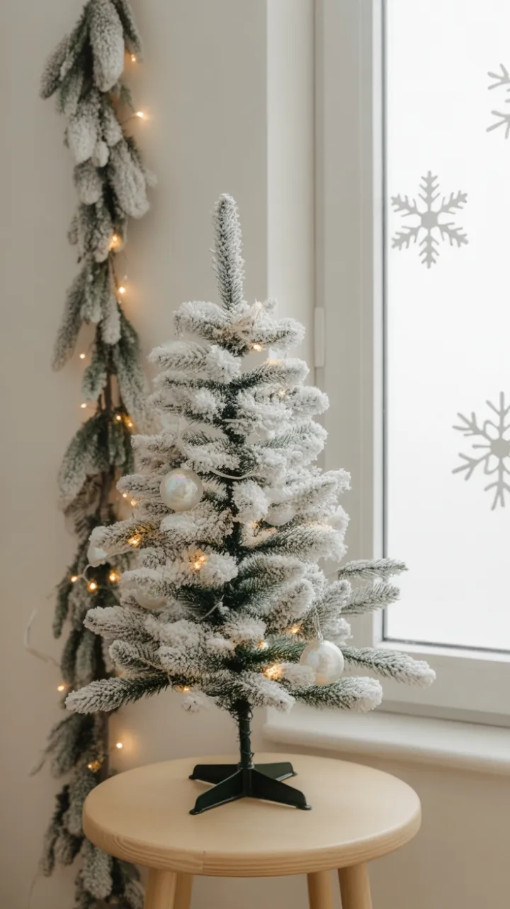 Minimalist Christmas Nook with a Petite Snow-White Tree