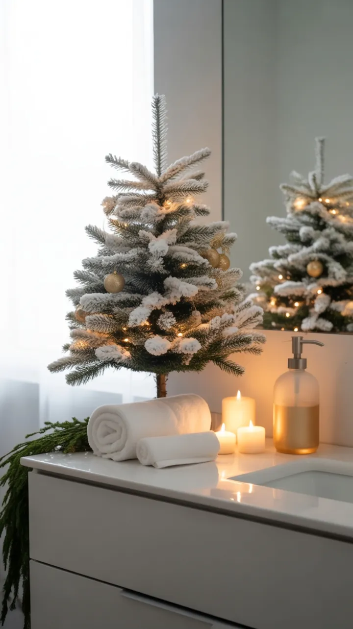 Snow‑Dusted Serenity in a Minimalist Christmas Bathroom