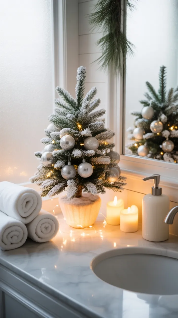 Snow-Kissed Minimalist Christmas Bathroom