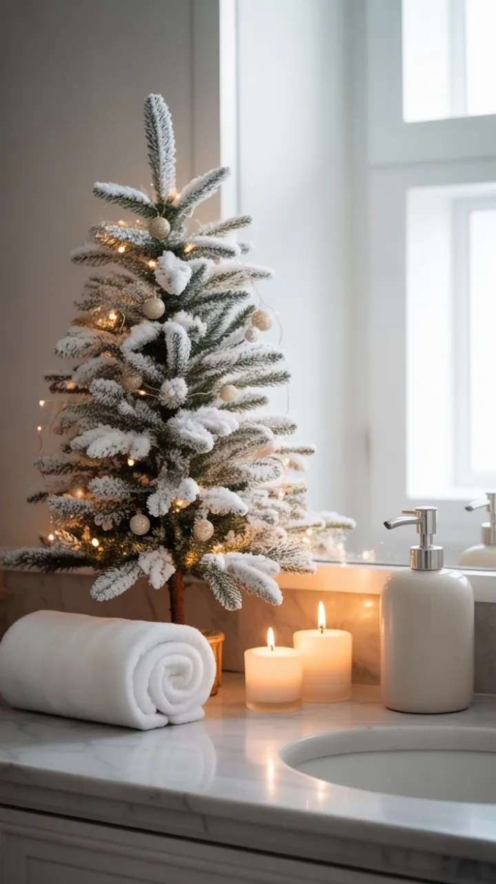 Minimalist Christmas Vanity Bathed in Soft Winter Light