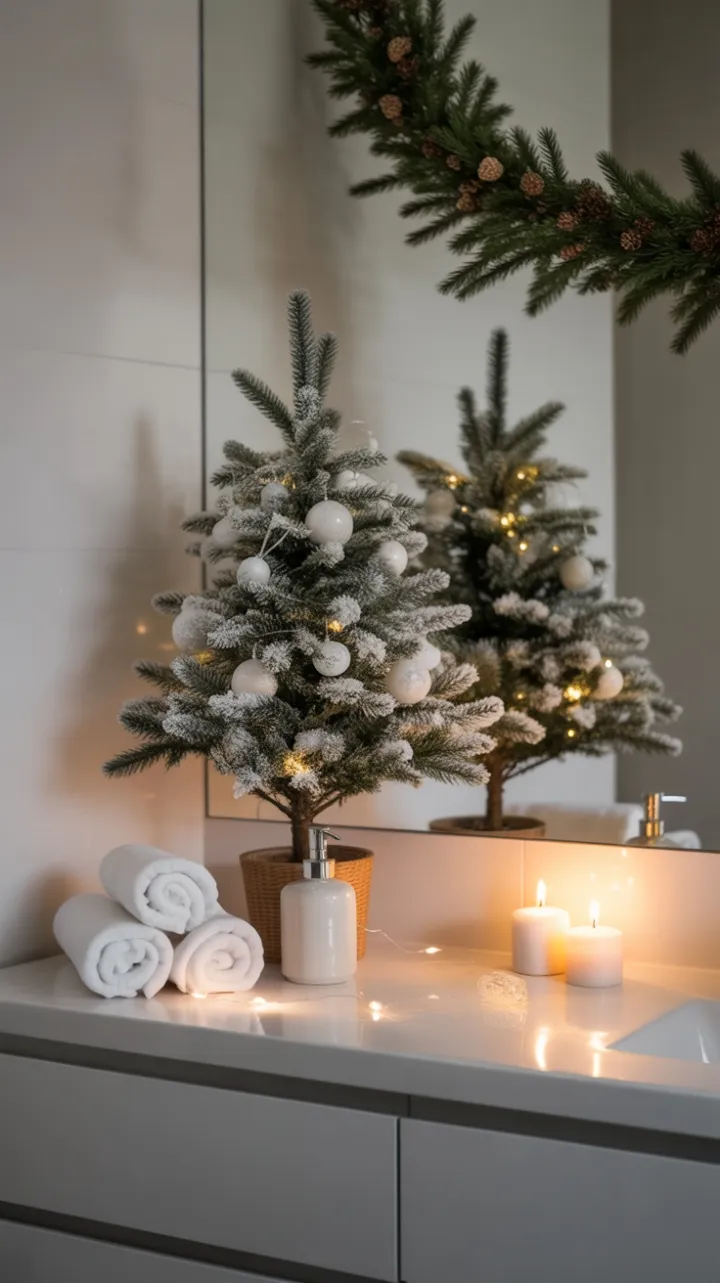 Snow-Kissed Minimalist Christmas Bathroom