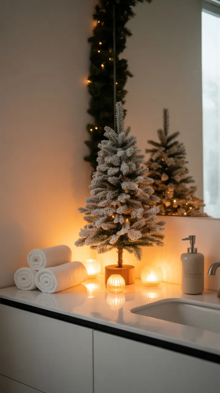 Winter Glow in a Minimalist Powder Room