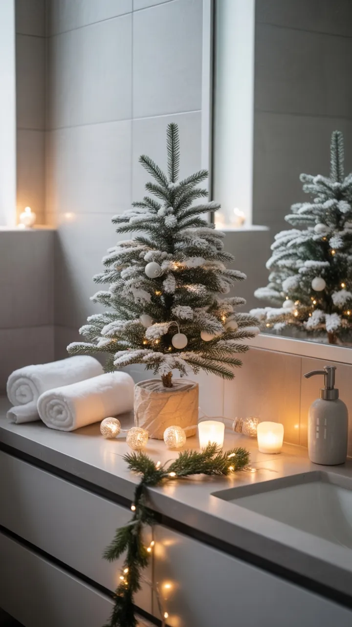 Snow-Kissed Serenity in a Minimalist Christmas Bathroom