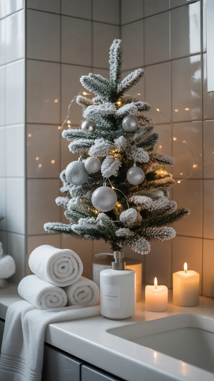 Frosted Serenity in a Minimalist Christmas Bathroom