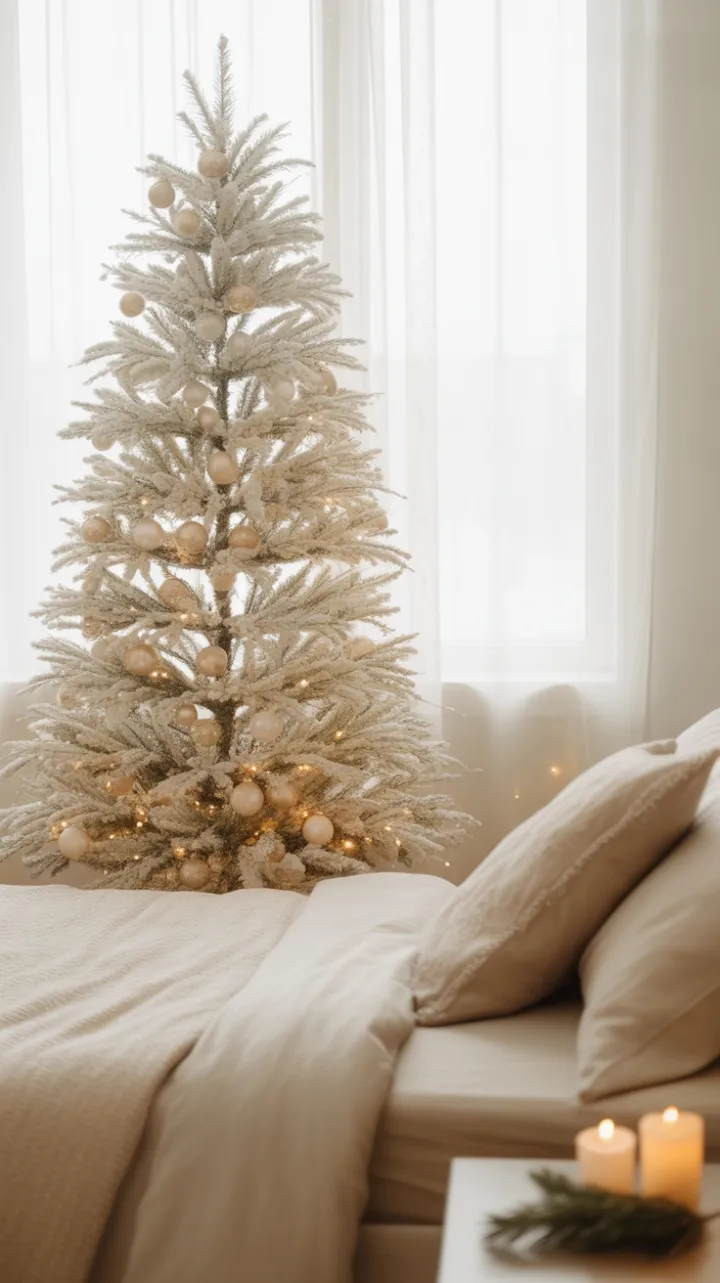 Snow-White Christmas Haven Bathed in Warm Candlelight