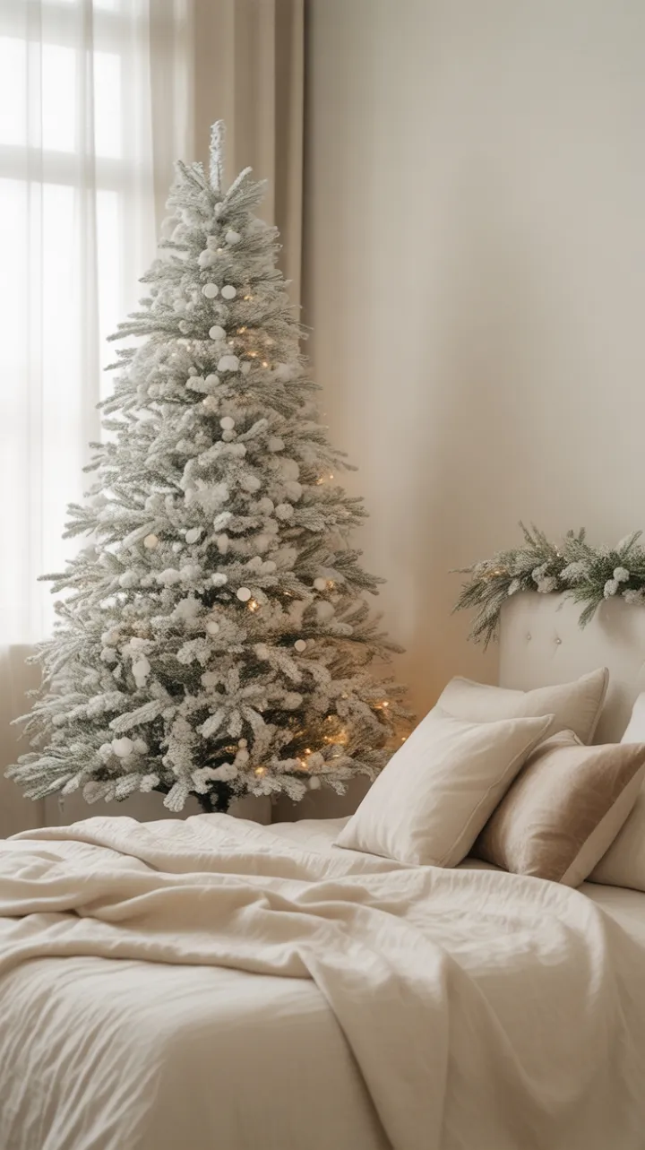 Snow-White Serenity in a Minimalist Christmas Bedroom