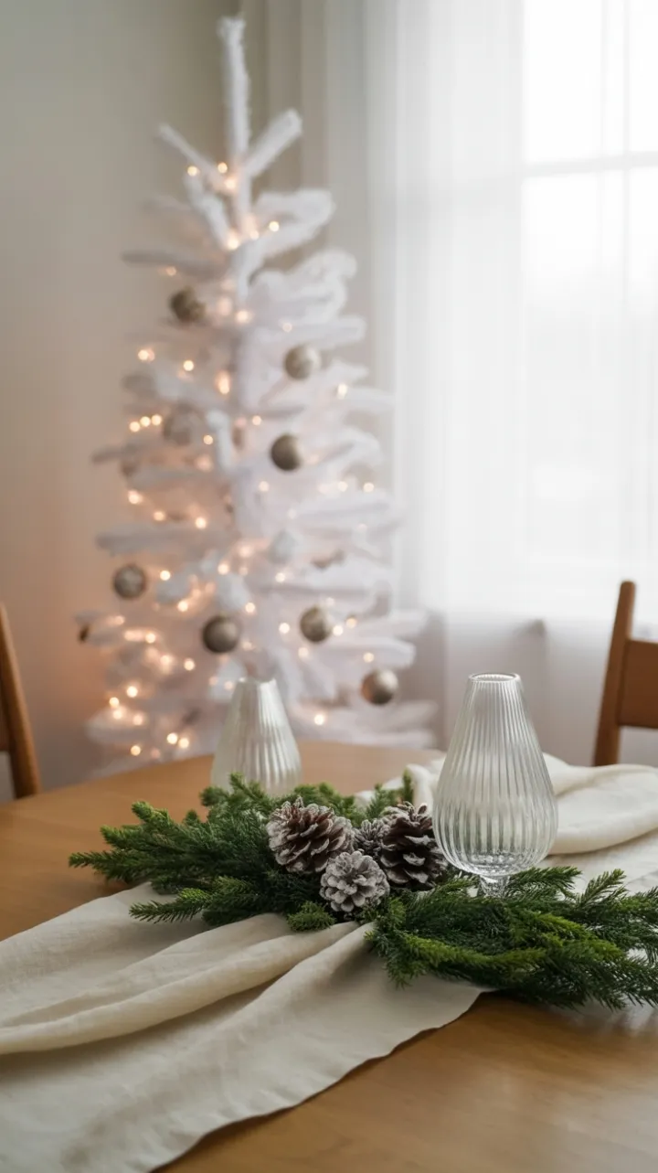 Frosted Elegance Minimalist Christmas Table