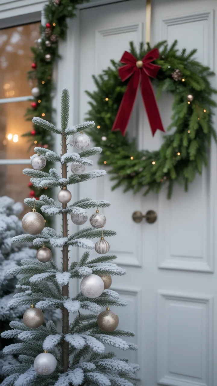 Snow-Dusted Minimalist Christmas with Velvet Bow