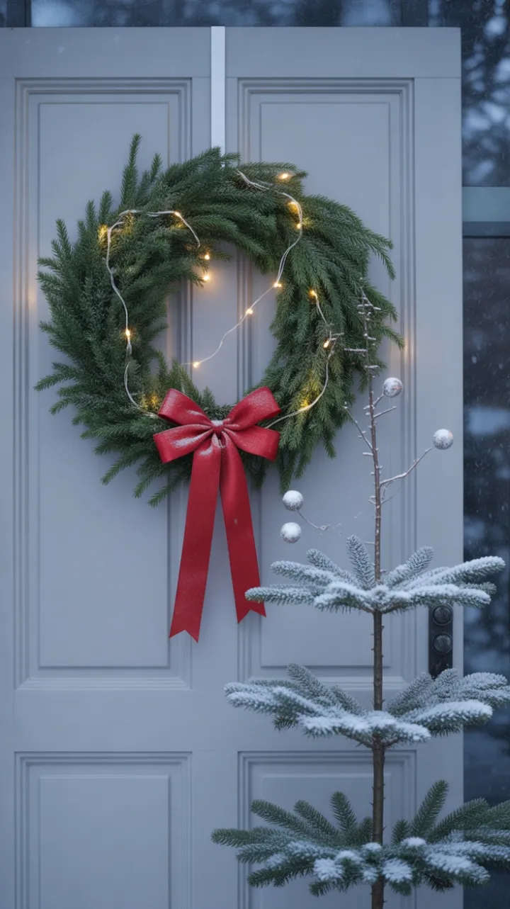Snow-Kissed Simplicity of a Minimalist Christmas Door