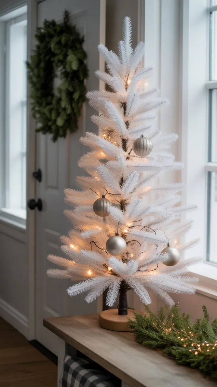 Snow-White Welcome in a Minimalist Christmas Entryway