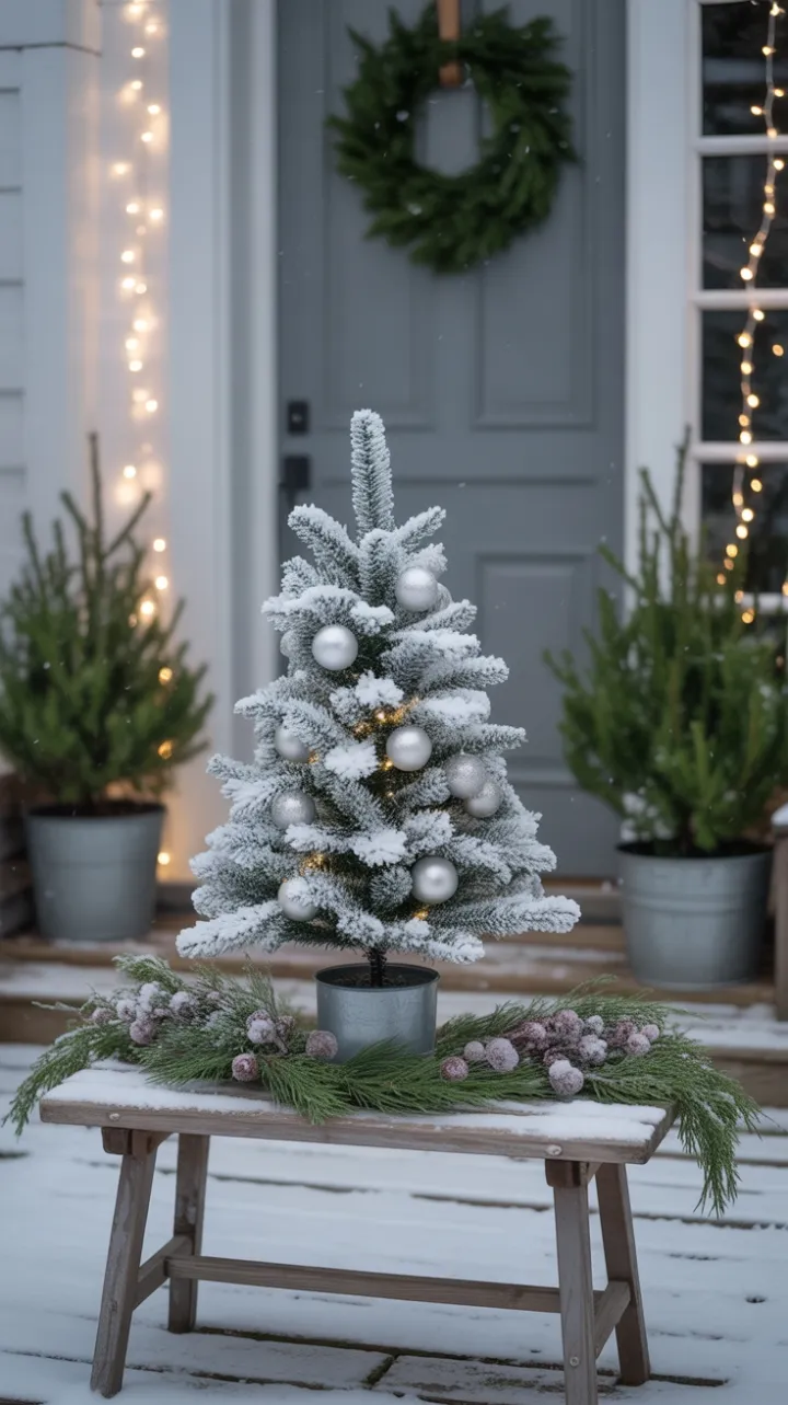 Snow-Kissed Minimalist Christmas Porch