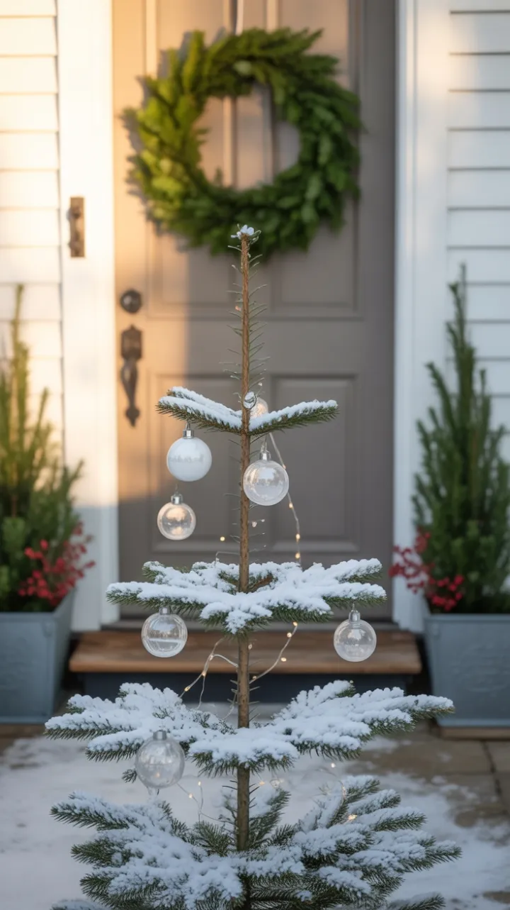 Snow-Dusted Serenity on a Minimalist Christmas Porch