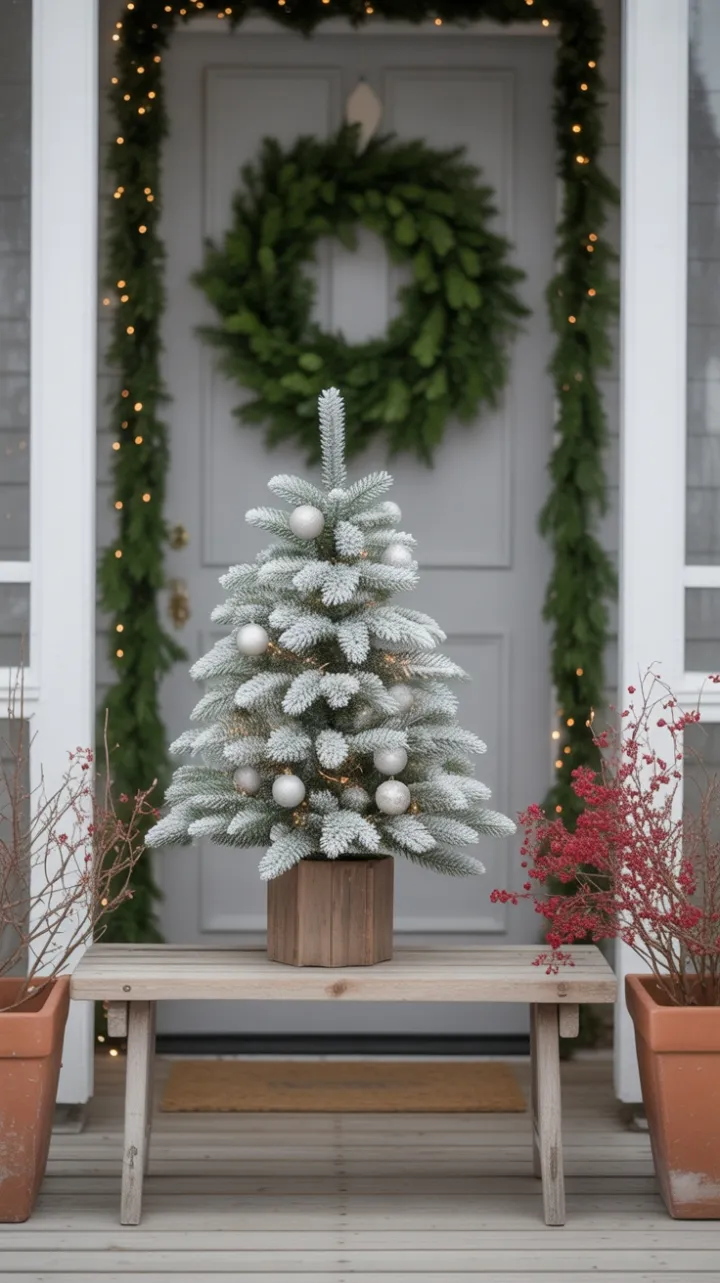 Snow-Kissed Minimalist Christmas Porch