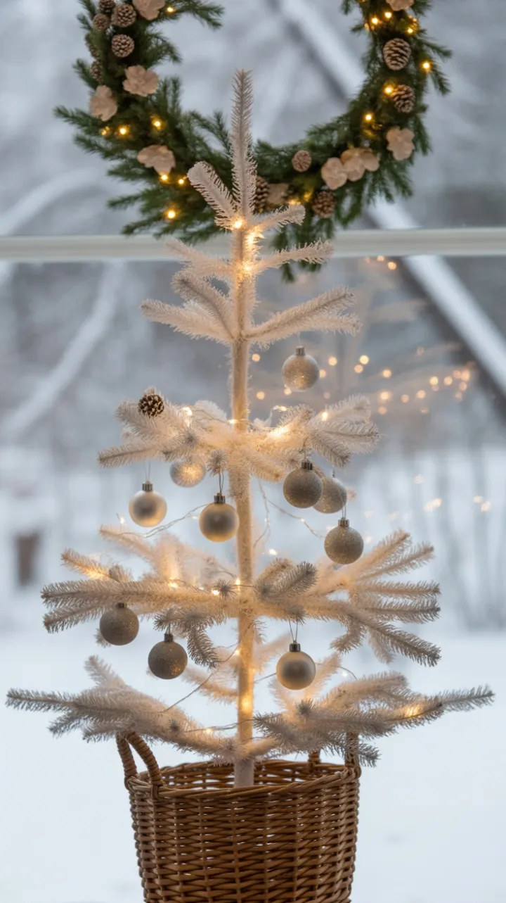 Serene Minimalist Christmas with a Slender White Tree and Winter Glow
