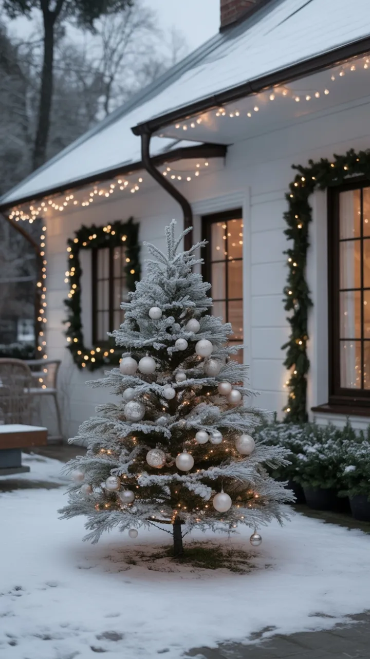 Snow-Dusted Minimalist Christmas Cottage Aglow