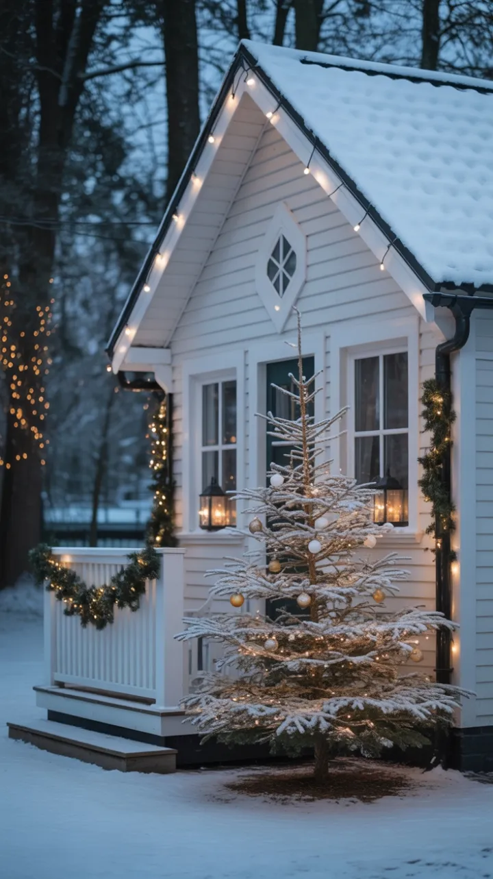 Snow-Covered Cottage and the Gentle Glow of a Minimalist Christmas