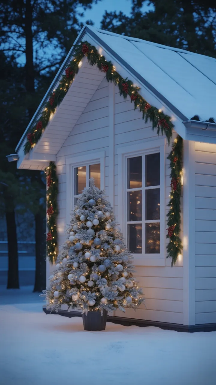 Snowbound Serenity Minimalist Christmas Home at Twilight