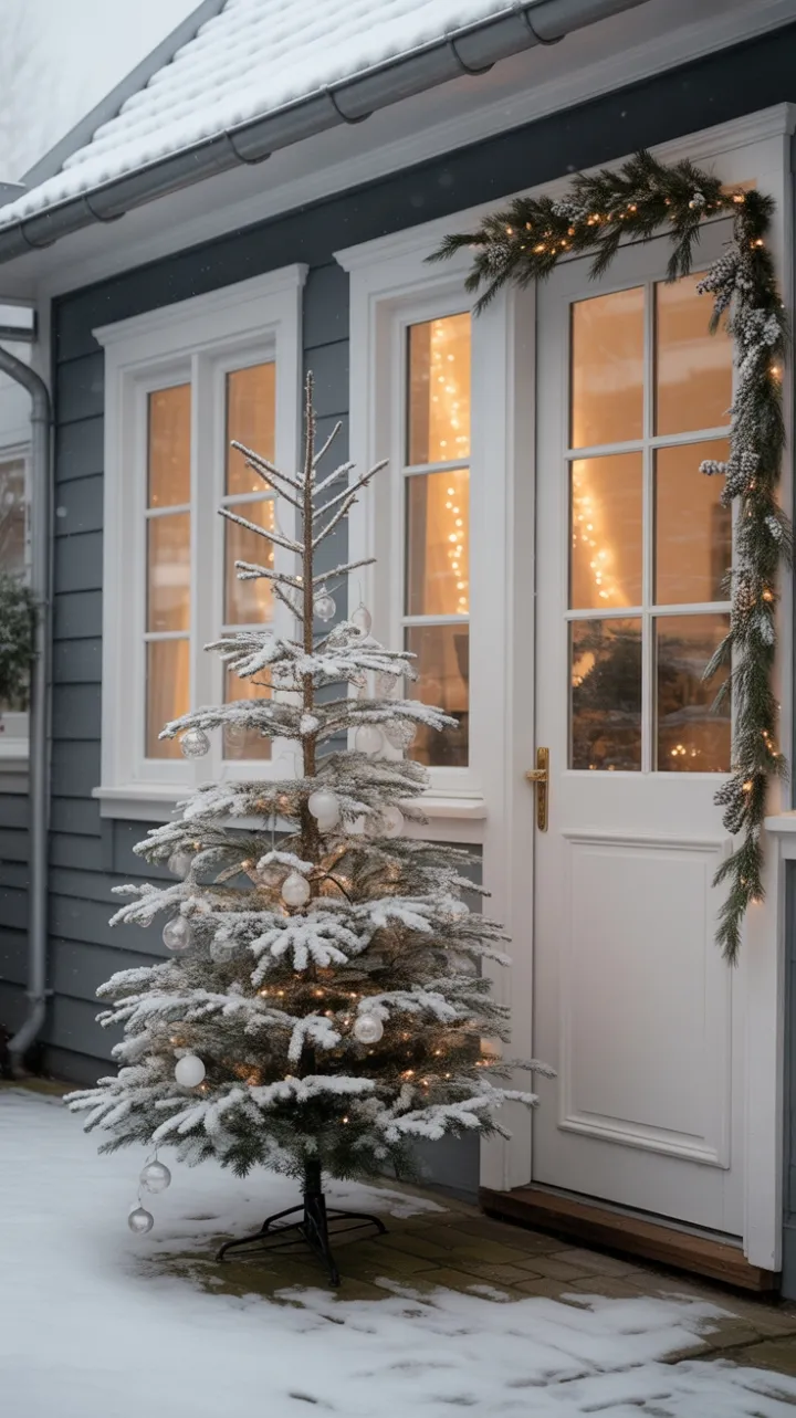 Snow-Kissed Minimalist Christmas Porch